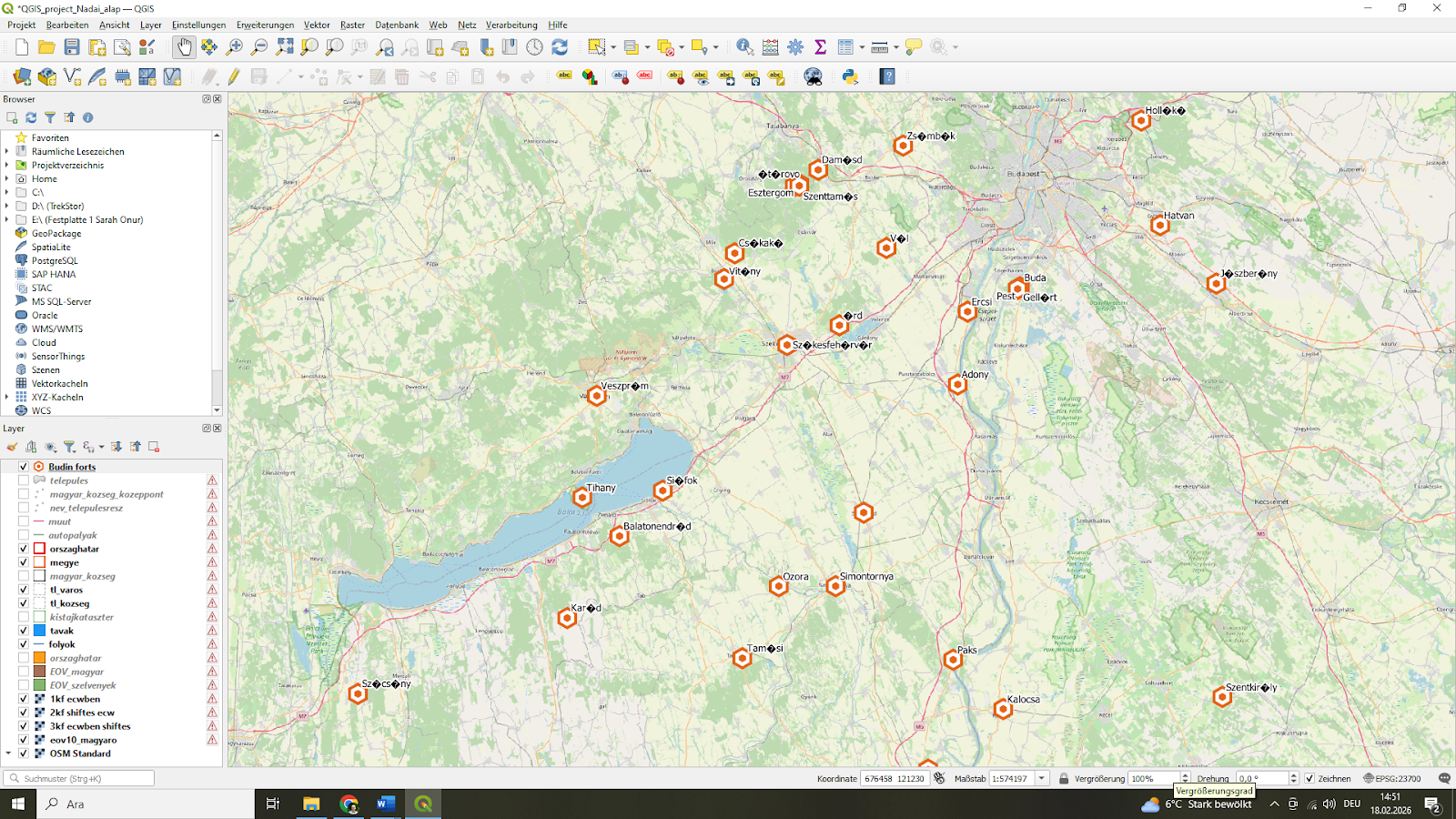 An excerpt showing the mapping of garrisons, using QGIS